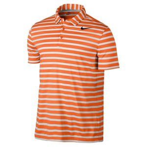 Nike Golf Polo Shirt for Men SMALL Striped Short Sleeve Shirt (Orange and White)